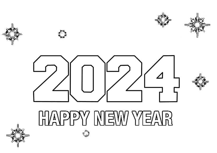 2024 Mutlu Yıllar Boyama Sayfası