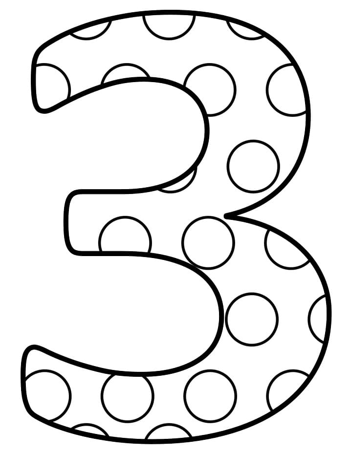 3 daire desenli 3 rakamı Boyama Sayfası