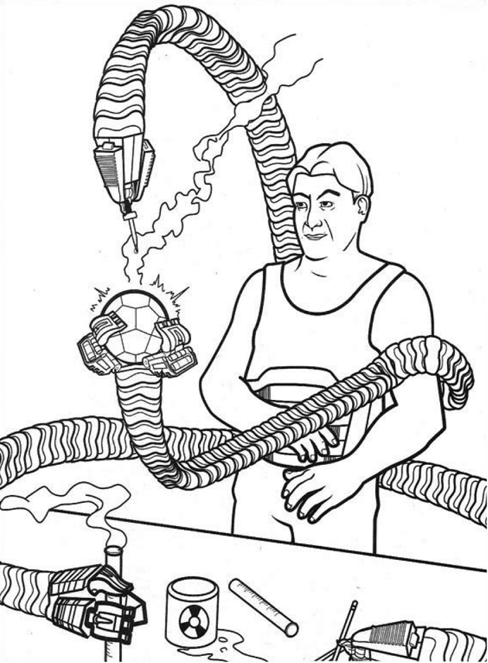 Ahtapot Bir Şey Yaratıyor Boyama Sayfası