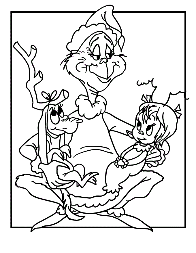 Cindy Lou Kim ve Max ile Grinch Boyama Sayfası