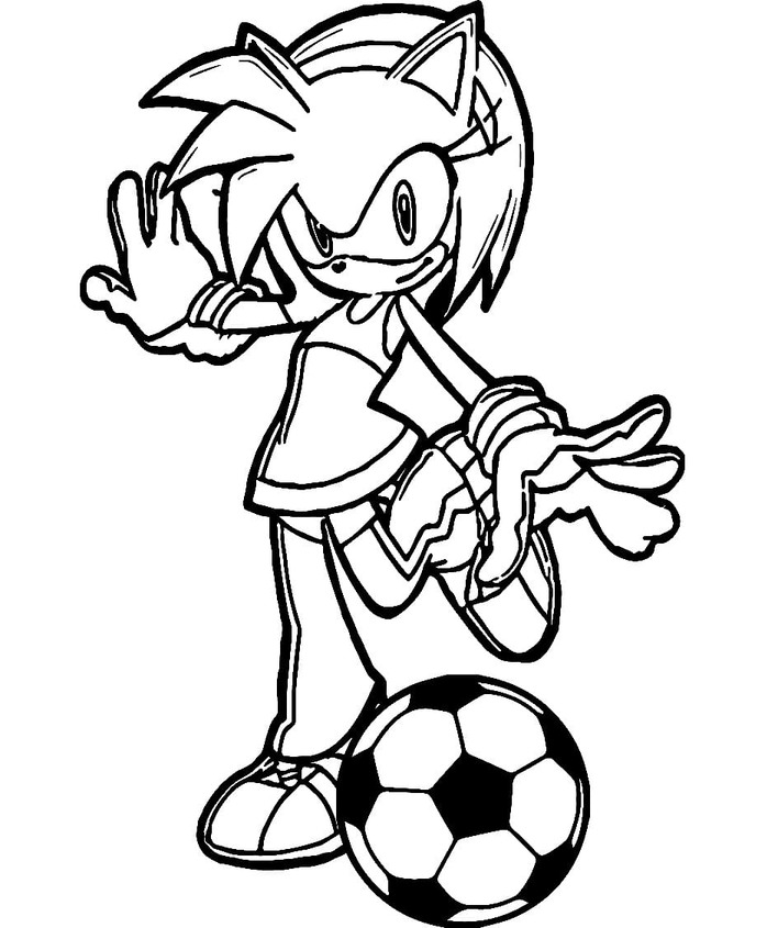 Çizmek Amy Rose Futbol Oynuyor Boyama Sayfası