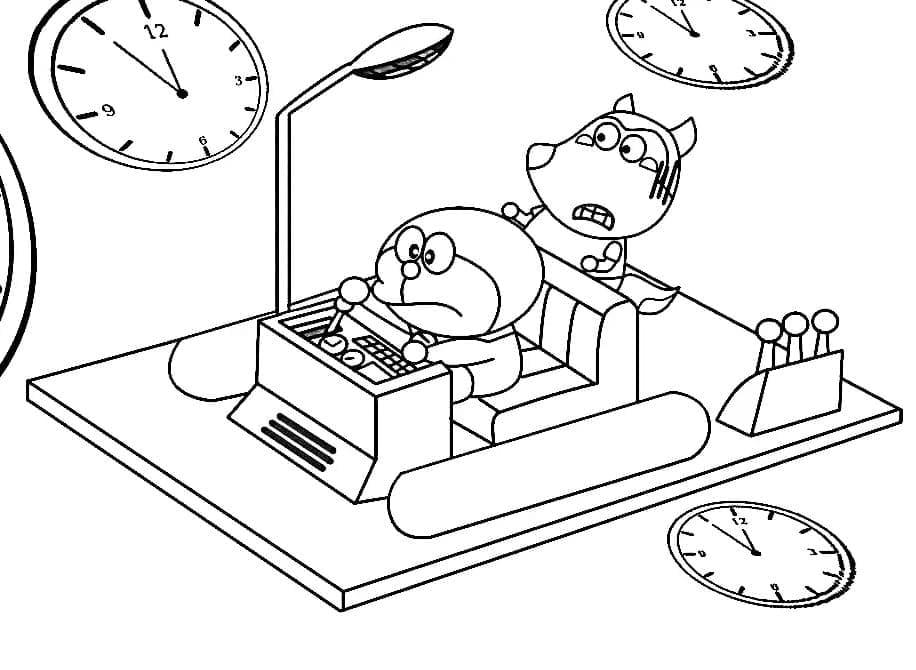 Doraemon ve Wolfoo Boyama Sayfası