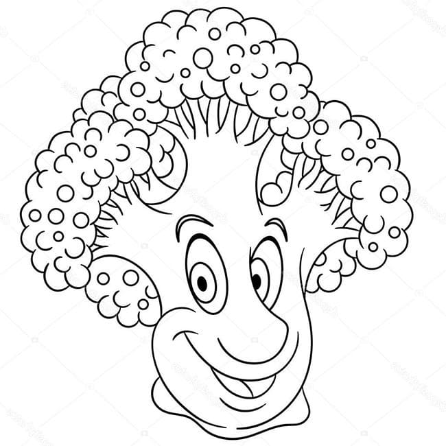 Karikatür brokoli çizimi Boyama Sayfası