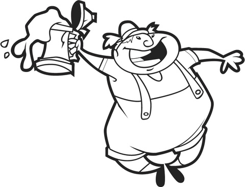 Komik Oktoberfest Adamı Boyama Sayfası