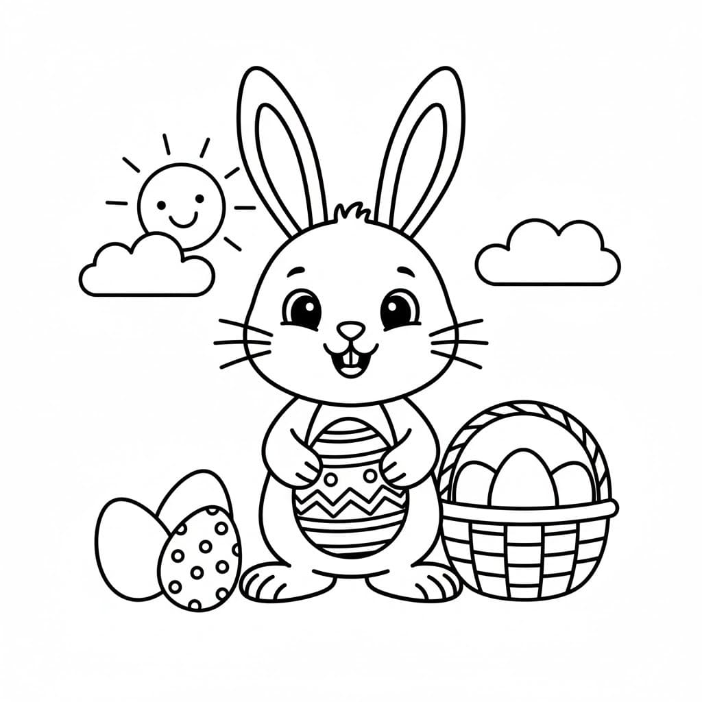 Paskalya Tavşanı 1 Çiz Boyama Sayfası