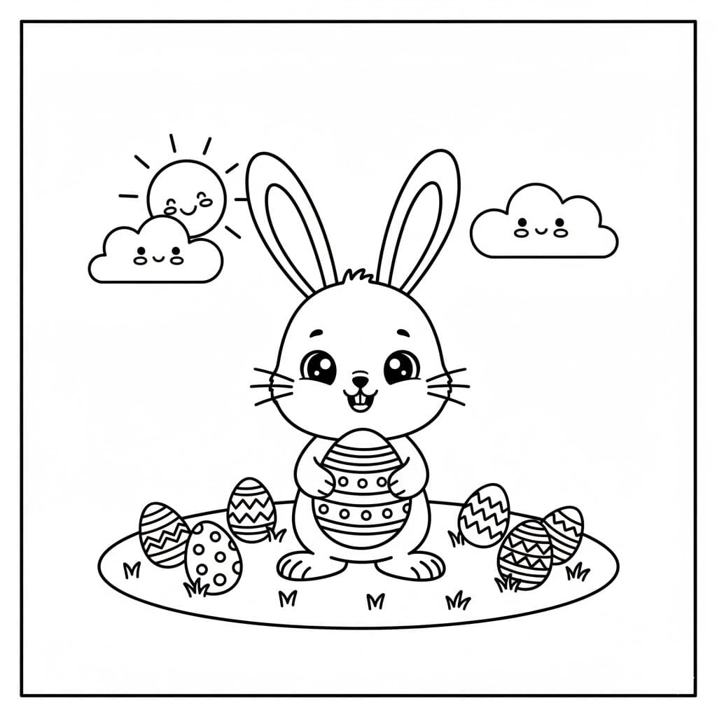 Paskalya Tavşanı 2 Çiz Boyama Sayfası