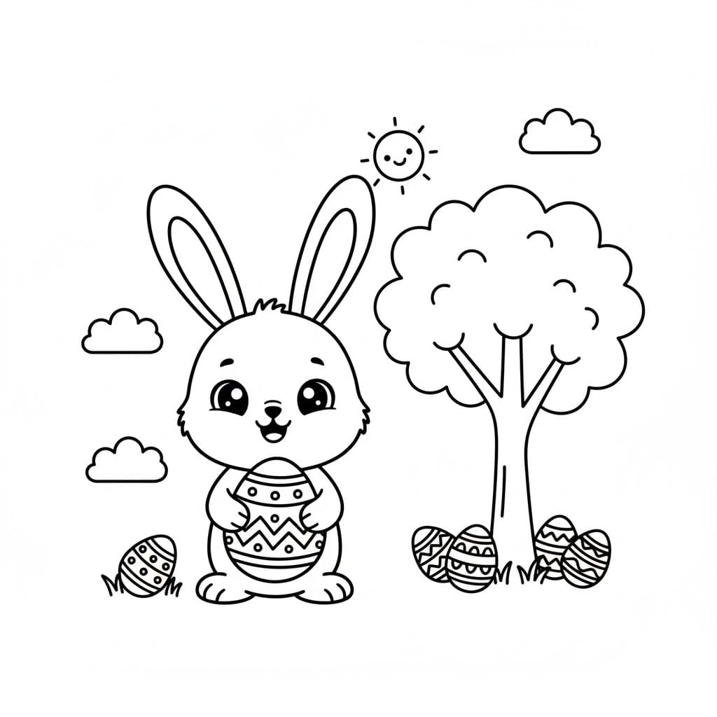 Paskalya Tavşanı 4 Çiz Boyama Sayfası