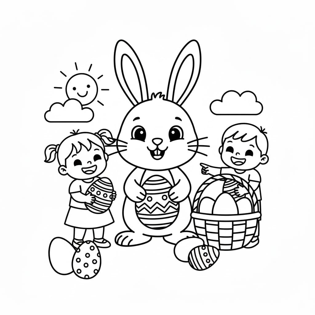 Paskalya Tavşanı 7 Çiz Boyama Sayfası