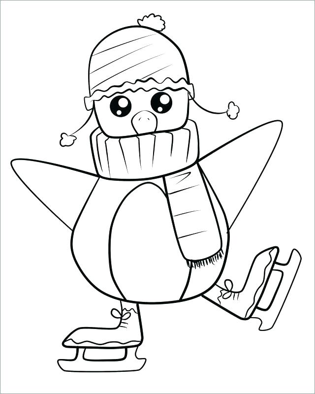 Penguen Buz Pateni resmi Boyama Sayfası
