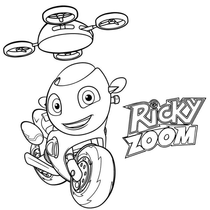 Ricky Zoom ve Quadcopter Boyama Sayfası