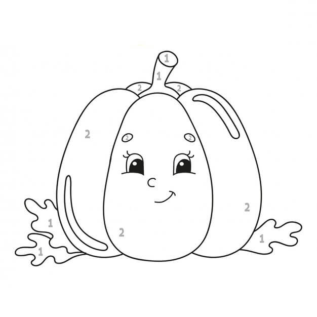 Sayıya Göre Gülen Balkabağı Rengi Boyama Sayfası