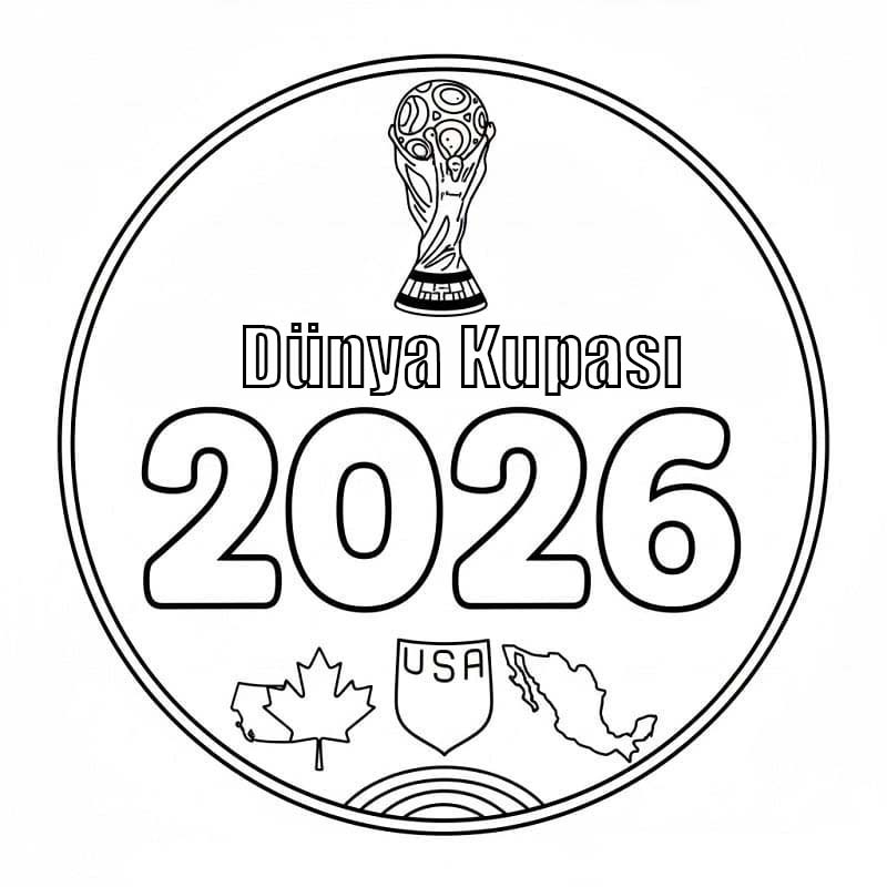 2026 Dünya Kupası Çizim kolay Boyama Sayfası