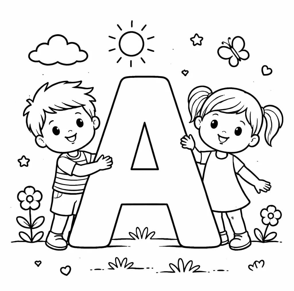 A Harfi Çizimi Boyama Sayfası