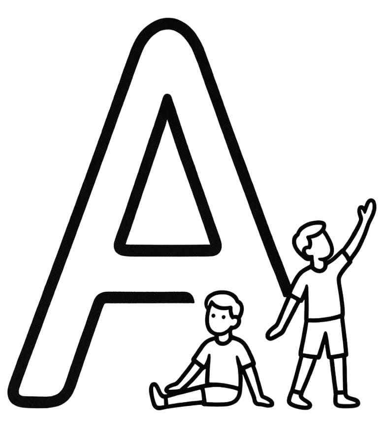 A Harfi ücretsiz yazdırılabilir Çiz Boyama Sayfası