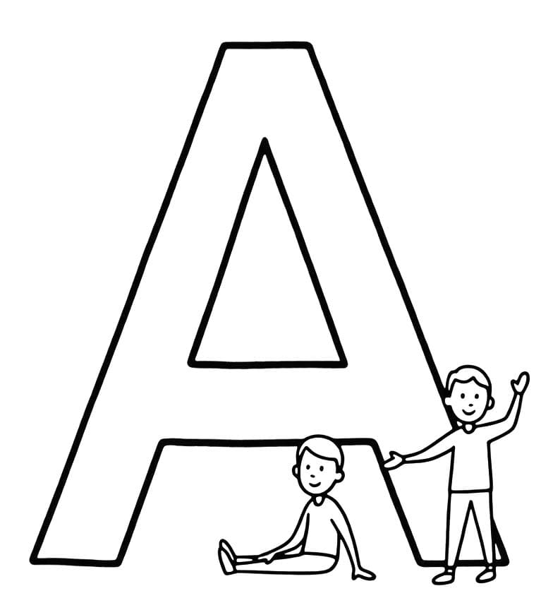 A Harfi yazdırılabilir Çiz Boyama Sayfası