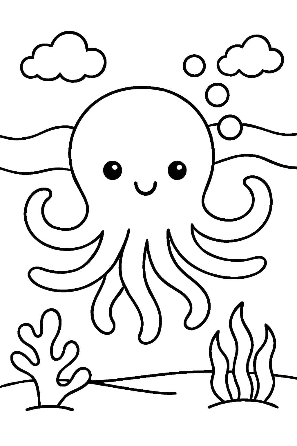 Ahtapot çocuklar için ücretsiz yazdırılabilir Boyama Sayfası