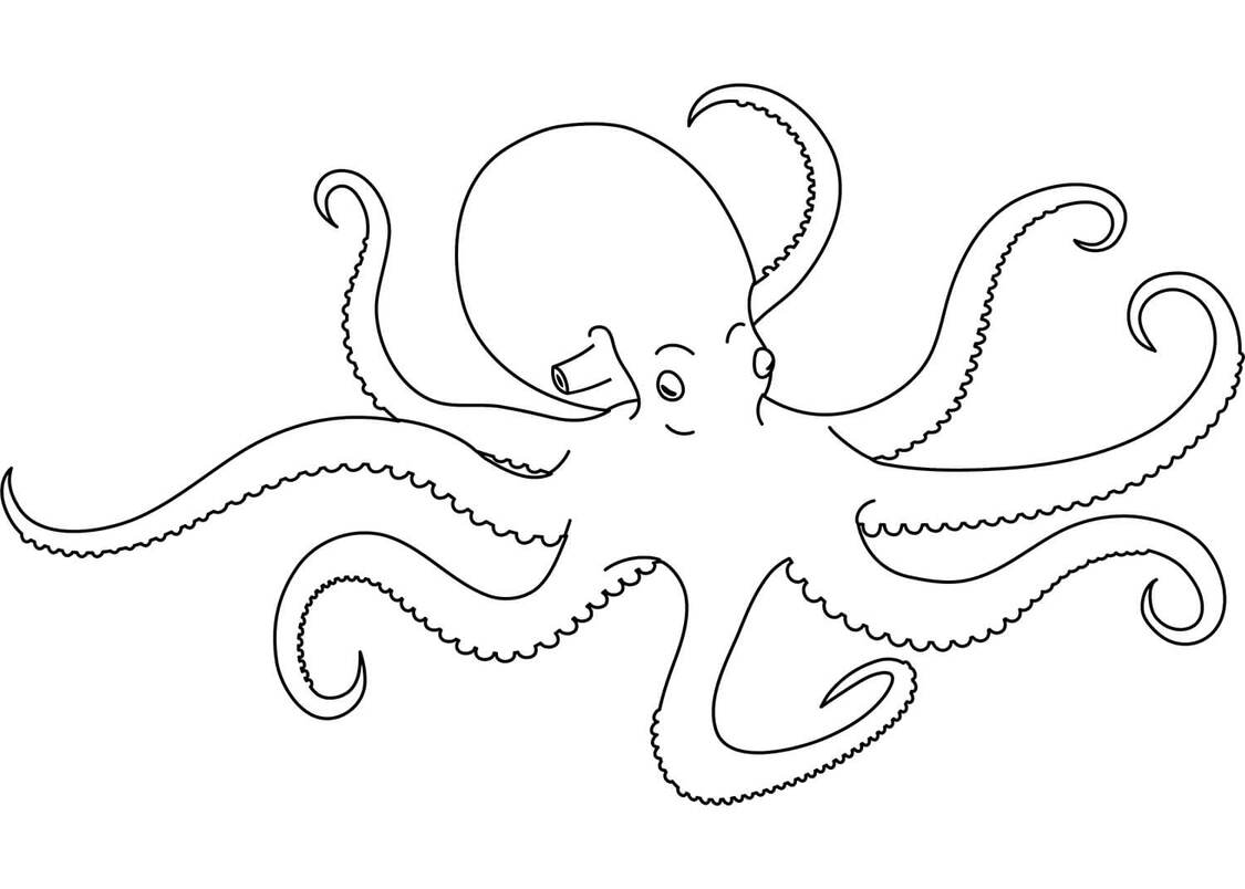Ahtapot çocuklar için ücretsiz Boyama Sayfası