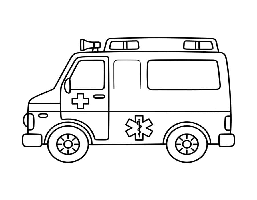 Ambulans Çizim Boyama Sayfası