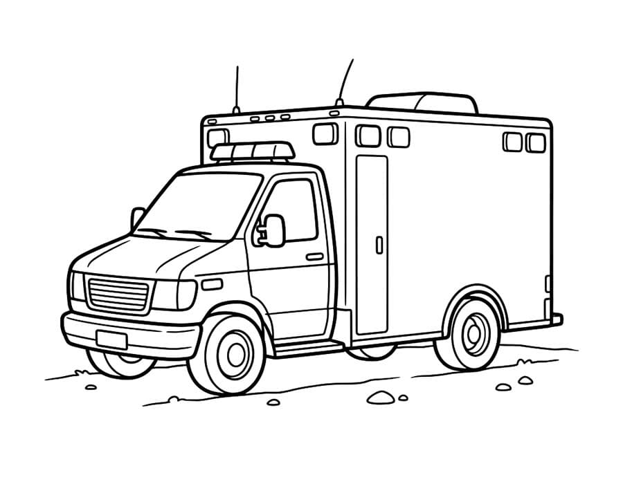 Ambulans ücretsiz yazdırılabilir Boyama Sayfası