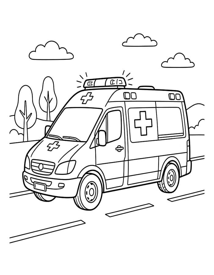 Ambulans ücretsiz Boyama Sayfası
