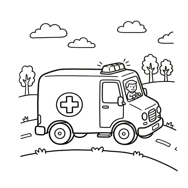 Ambulans yazdırılabilir Boyama Sayfası
