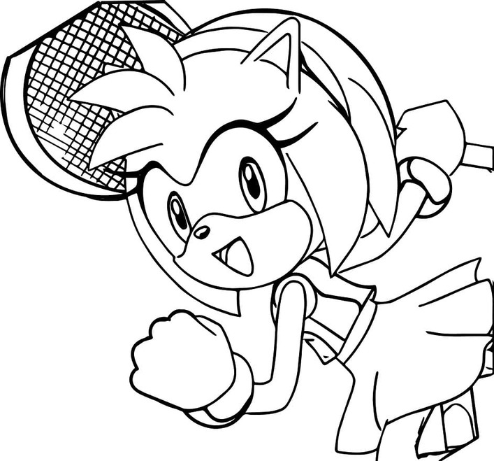 Amy Rose Tenis Oynuyor Boyama Sayfası