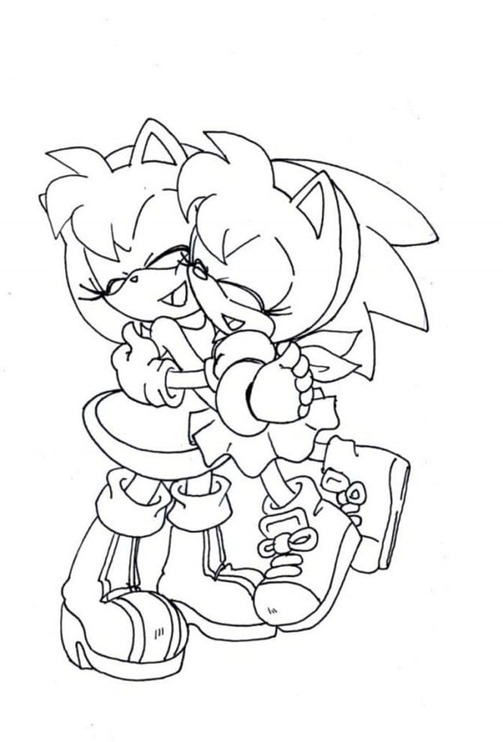 Amy Rose ve Arkadaşı Boyama Sayfası