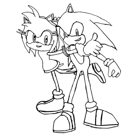 Amy Rose ve Sonic'i çizin Boyama Sayfası