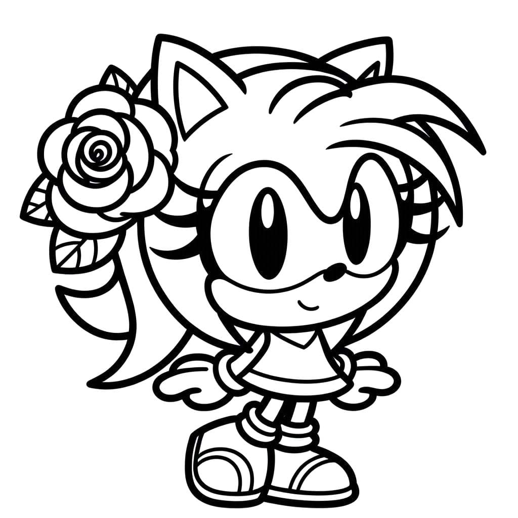 Amy Rose'u çizin 2 Boyama Sayfası