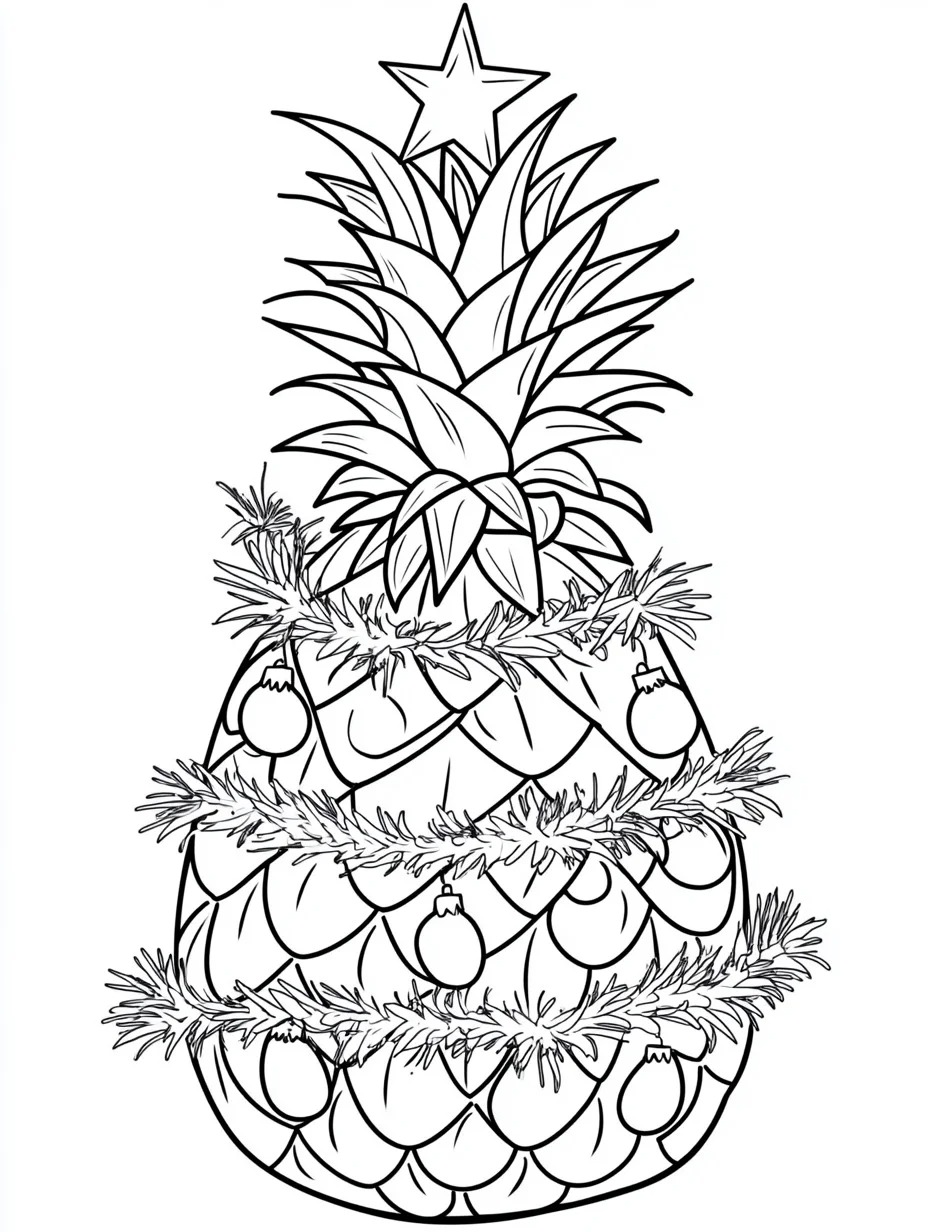 Ananas 3'i çiz Boyama Sayfası