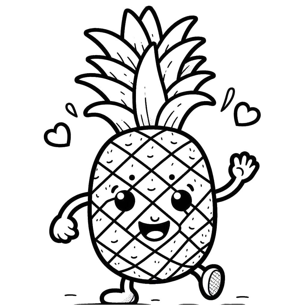 Ananas komik çiz Boyama Sayfası