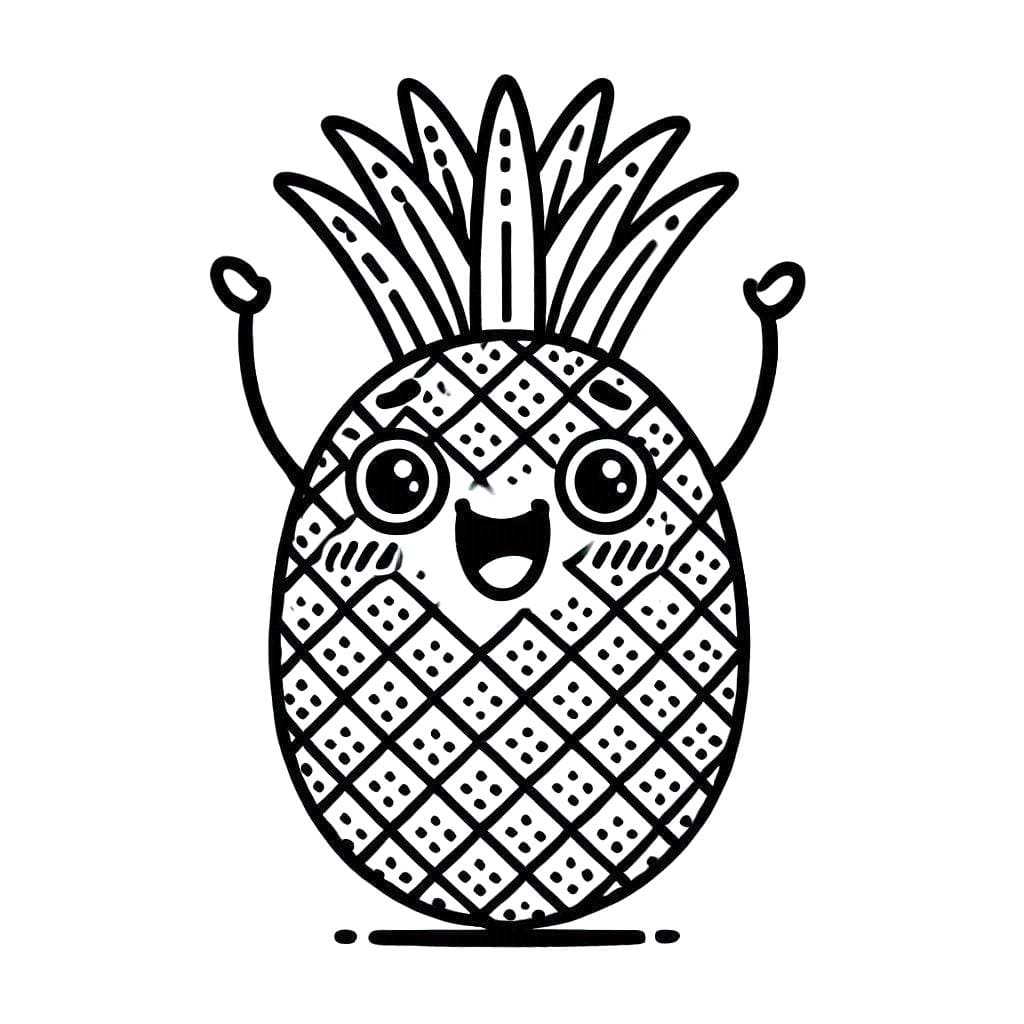 Ananas'ı mutlu çiz Boyama Sayfası