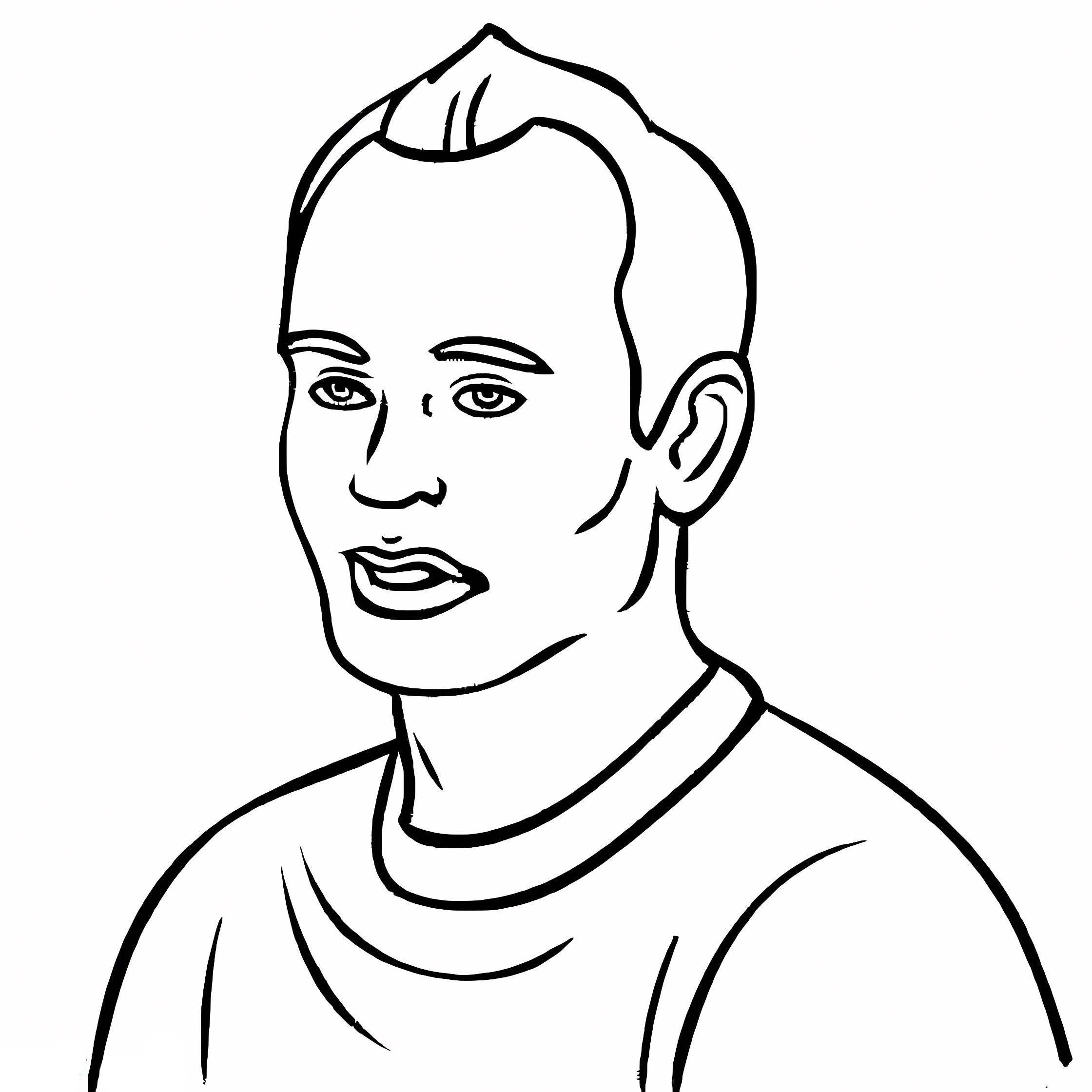 Andrés Iniesta Futbol Oynarken Boyama Sayfası