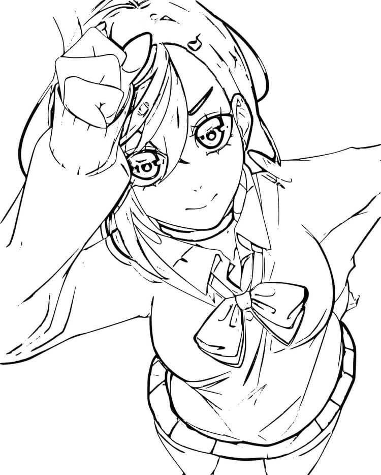 Anime Dandadan'dan Momo Ayase'yi çizin Boyama Sayfası