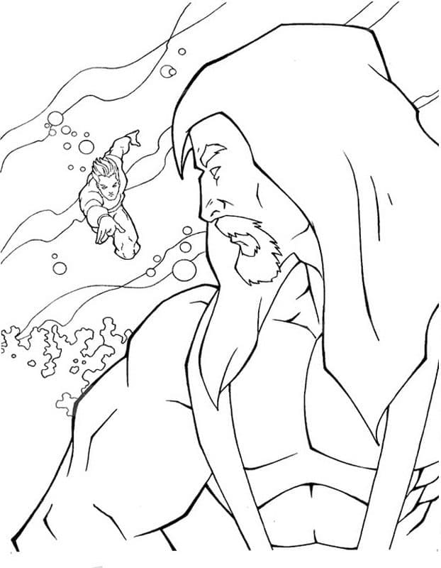Aquaman'i Düşmanla Çiz Boyama Sayfası