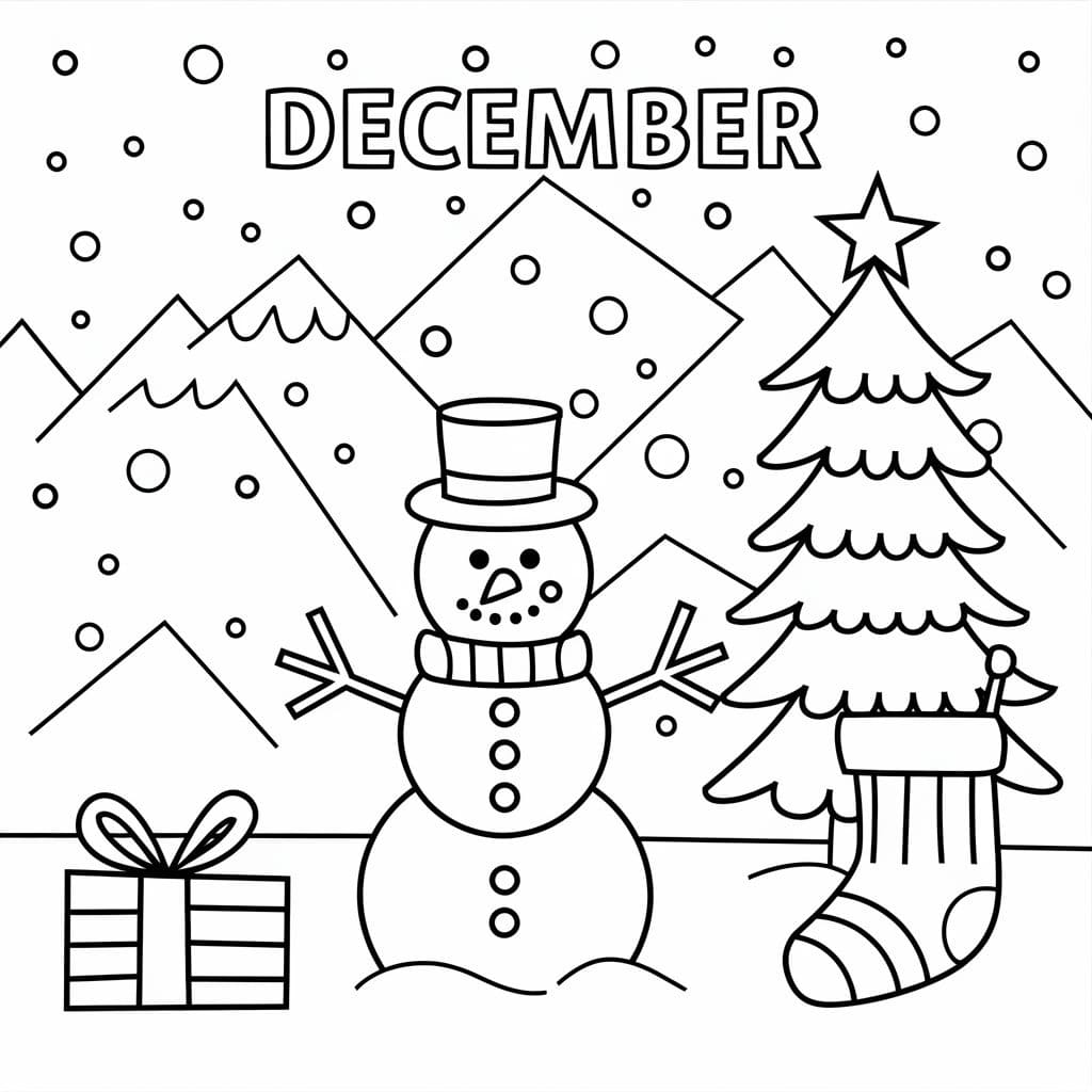 Aralık Ayı Çizimi Boyama Sayfası