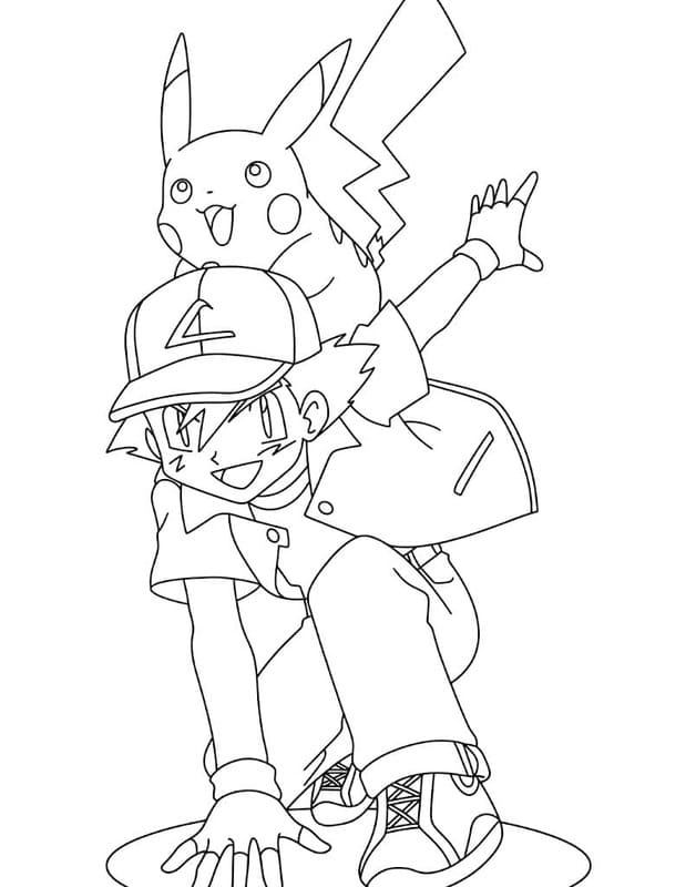 Ash Ketchum Basit Boyama Sayfası