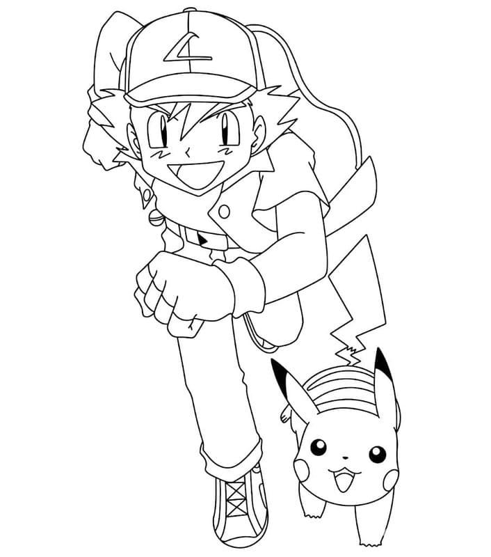 Ash Ketchum Temel Boyama Sayfası