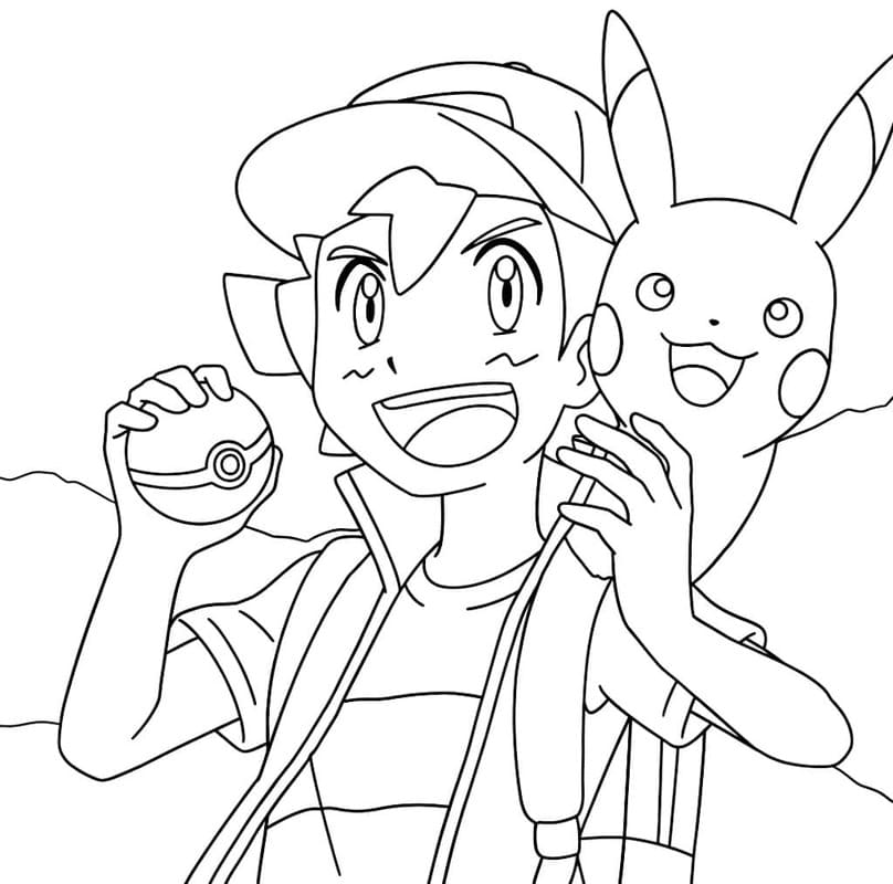Ash Ketchum resim Boyama Sayfası