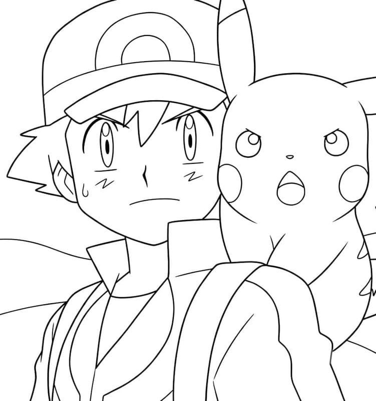 Ash Ketchum ücretsiz yazdırılabilir Boyama Sayfası