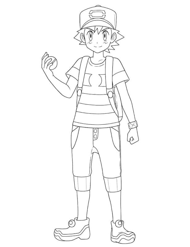 Ash Ketchum ücretsiz Boyama Sayfası