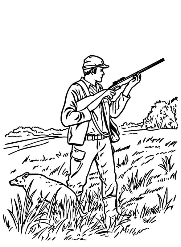 Avcılık Görüntü kolay Boyama Sayfası