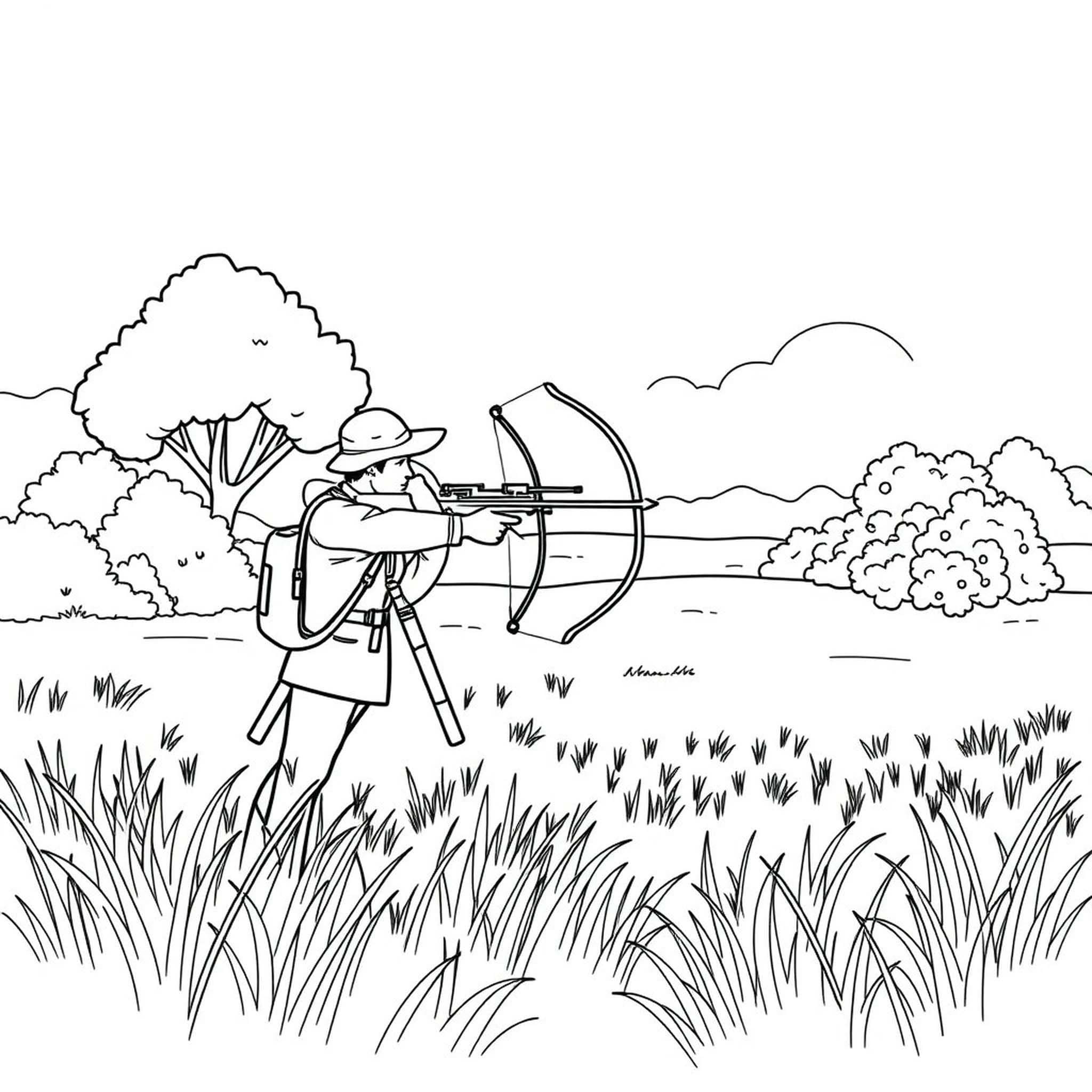Avcılık Görüntü ücretsiz Boyama Sayfası