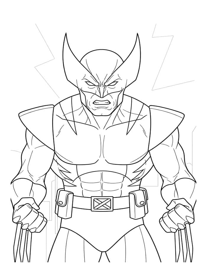 Ayakta Wolverine Boyama Sayfası