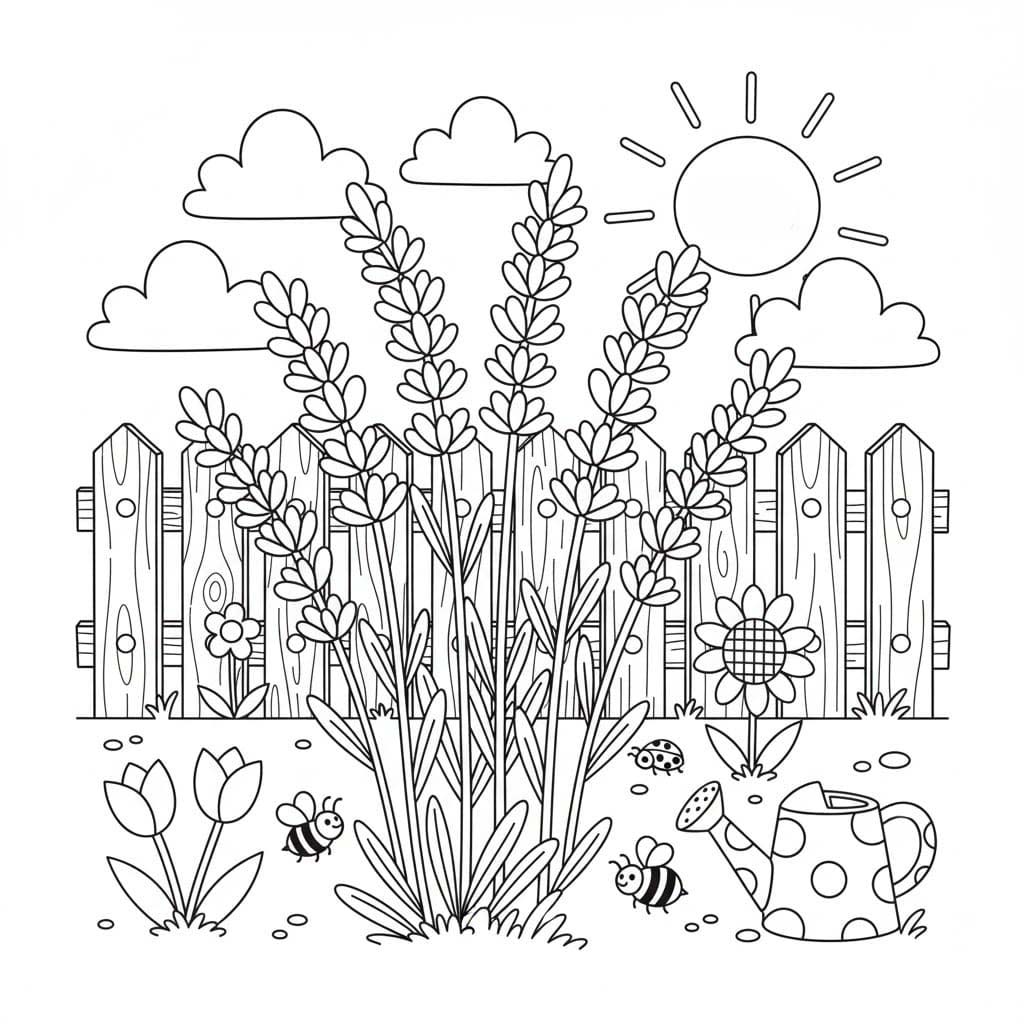 Bahçe çocuklar için kolay Boyama Sayfası