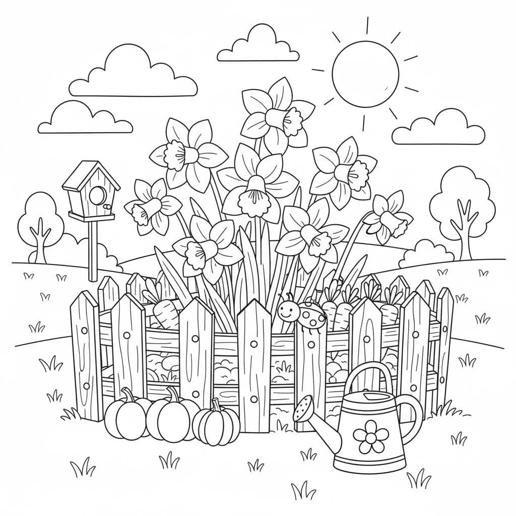 Bahçe çocuklar için ücretsiz Boyama Sayfası