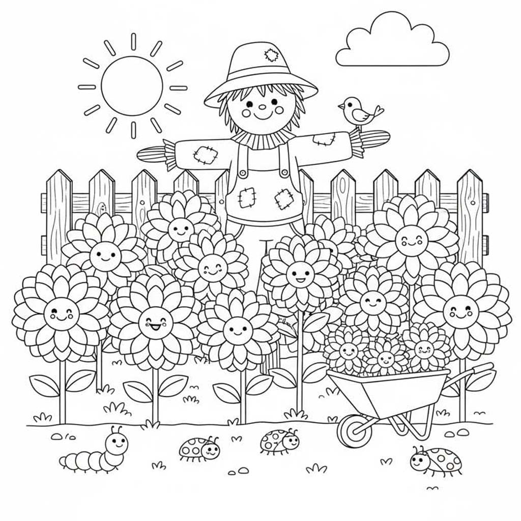 Bahçe taslak Boyama Sayfası