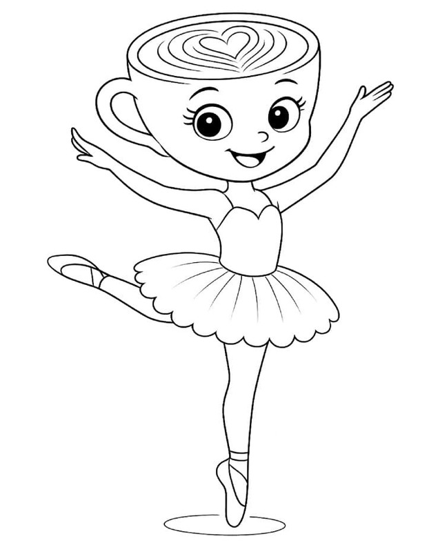 Ballerina Cappuccina çocuklar için basit Boyama Sayfası