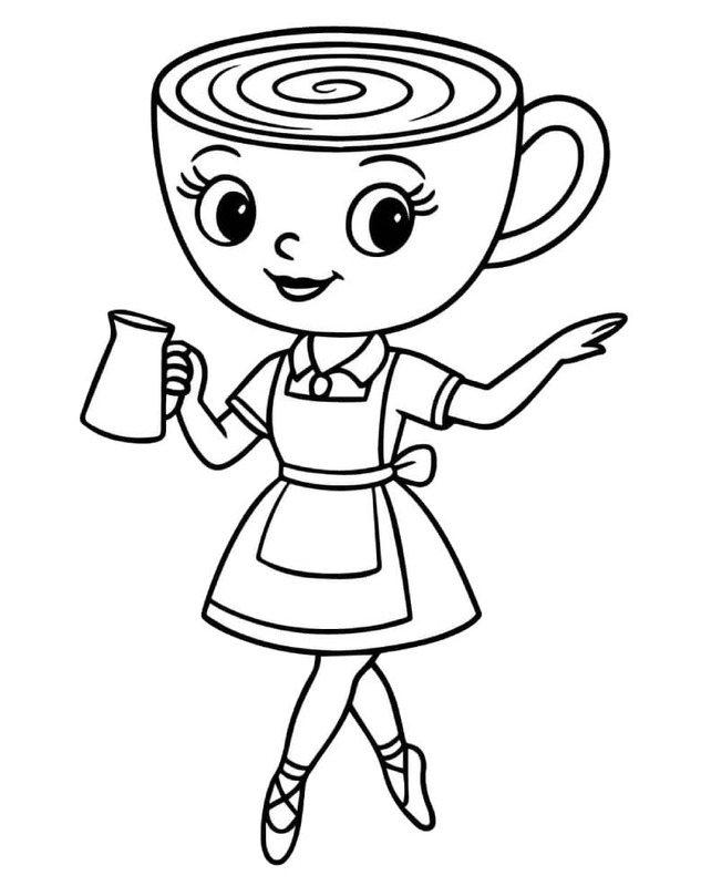 Ballerina Cappuccina çocuklar için kolay Boyama Sayfası