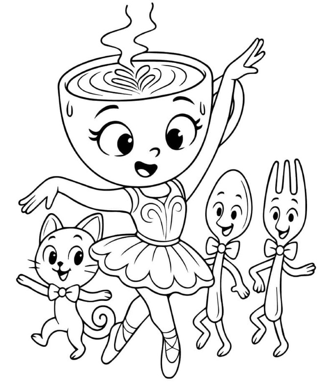 Ballerina Cappuccina çocuklar için temel Boyama Sayfası